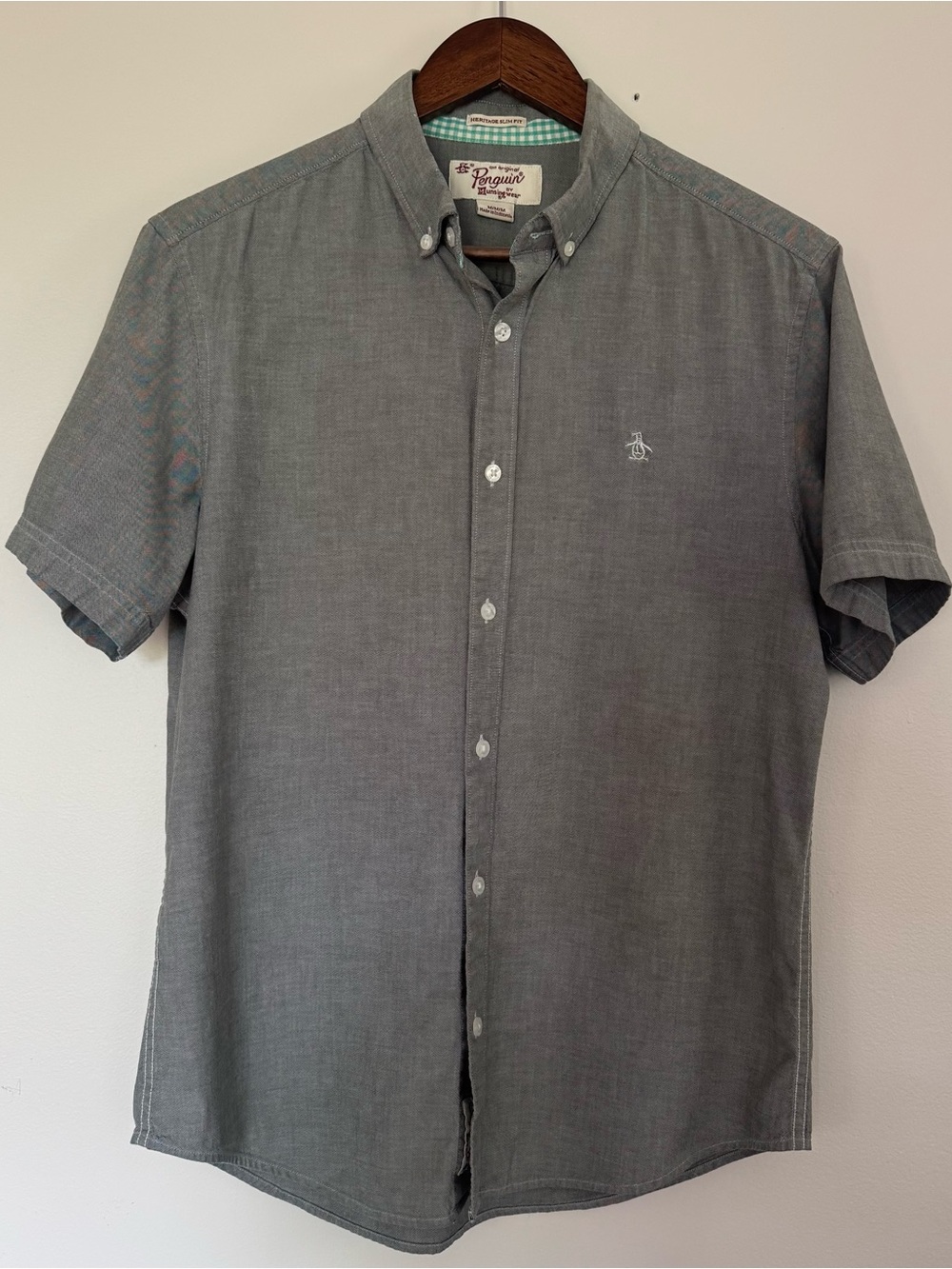 Original Penguin Short Sleeve Button-Down Shirt - Charcoal Gray
